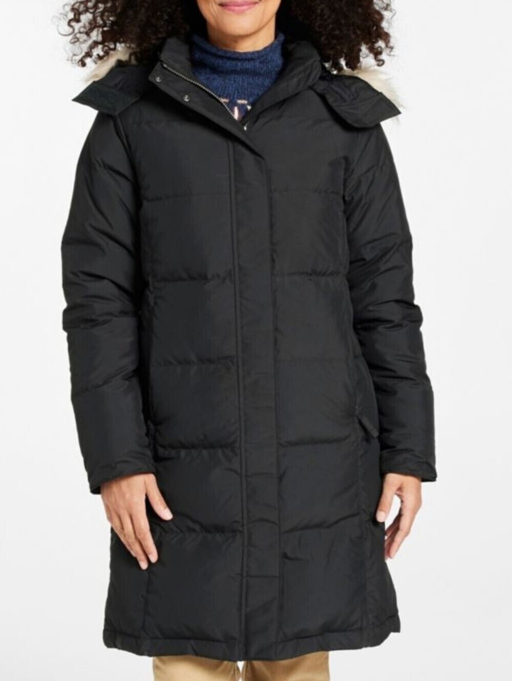 L.L. Bean Ultrawarm Black Down Puffer Coat Size XL Petite 3/4 Length *No Hood